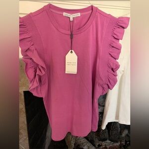 NWT English Factory Women's Pink Ruffle Sleeve Top